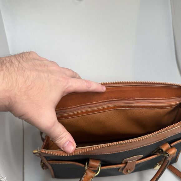 Dooney & Bourke Vintage AWL Satchel Black Pebble Brown Trim Model A5 085771 -GUC - Picture 12 of 16